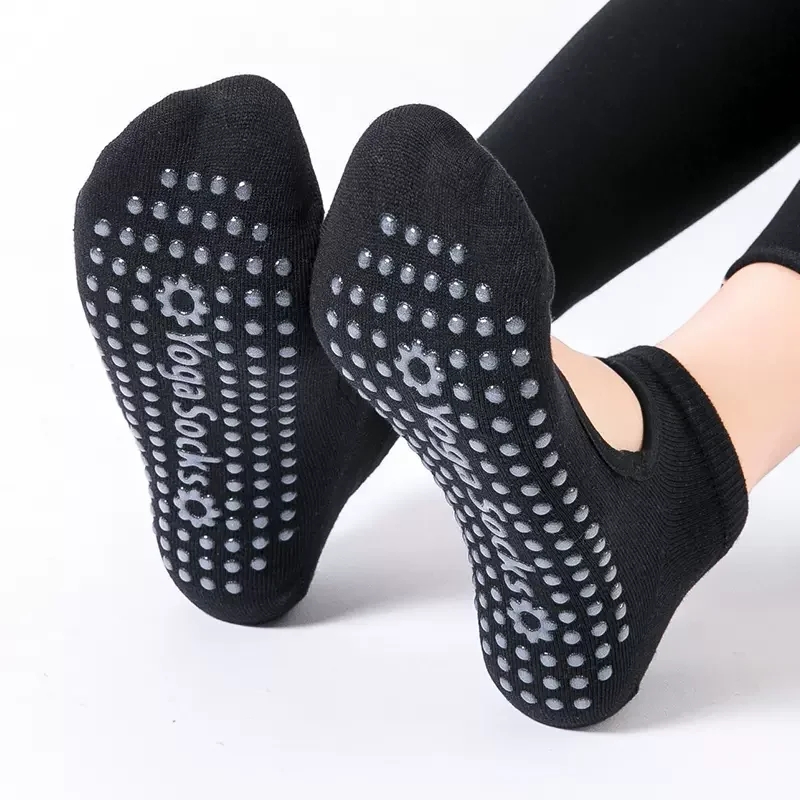 Grip Sock Yoga - 高品質の女性ヨガソックス滑り止め通気性背中の開いたピラティスソックス足首レディースバレエダンススポーツソックスフィットネスジム用