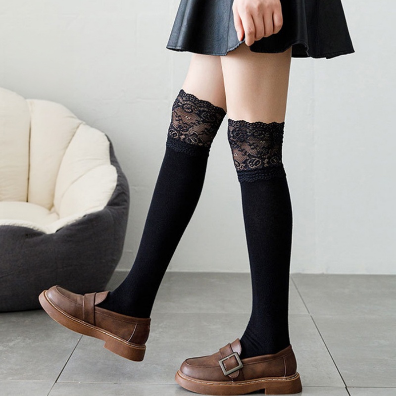 Boot Sock Slouchy - 春・秋用ホワイトレースフリルミッドカーフソックス、メイラード文学スタイルのルーズブーツソックス、個性的な女性用ソックス、ブーツにマッチするソックス