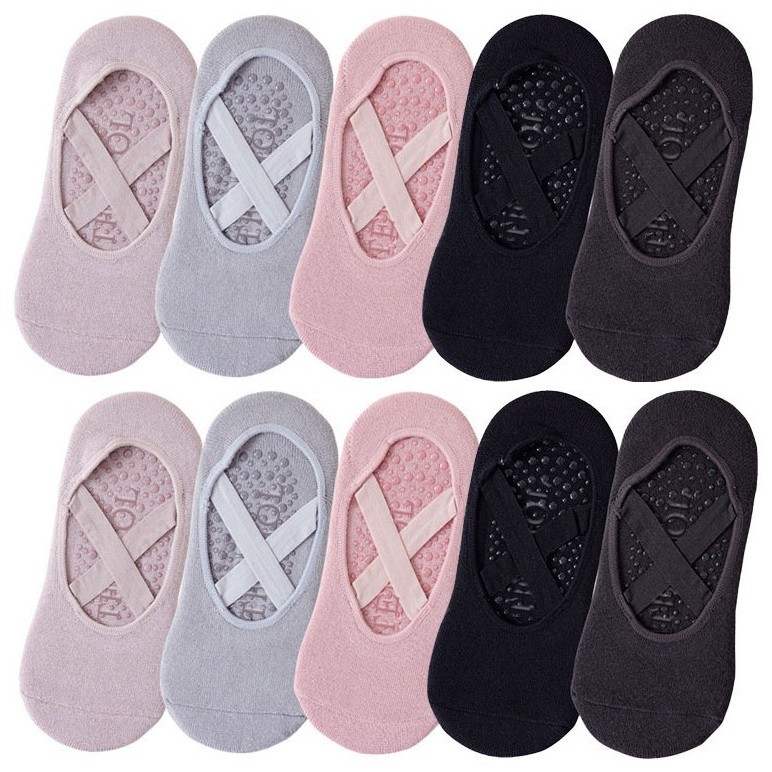 Grip Sock Yoga - 1/3 ペアヨガソックス女性用コットンシリコン滑り止めピラティスグリップタオルノーショーバレソックス
