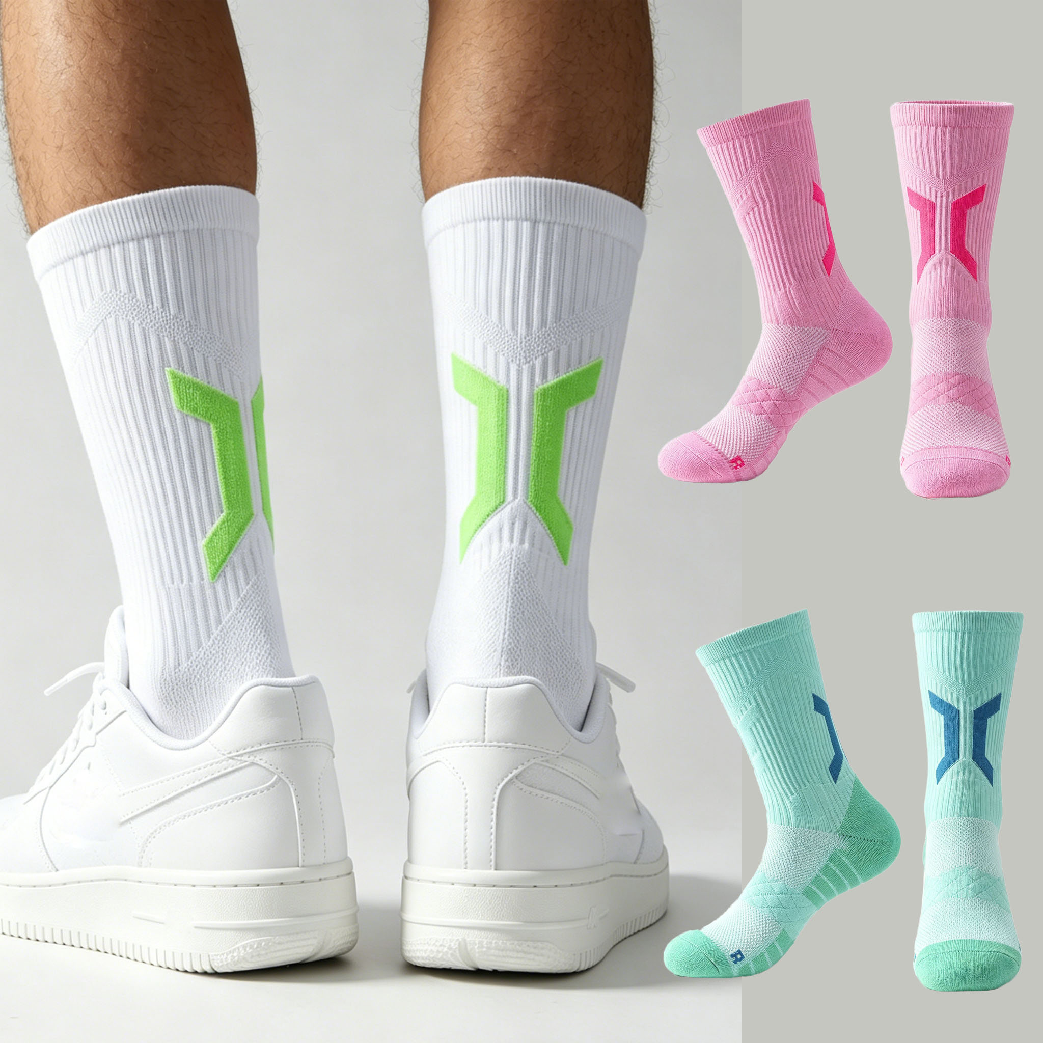 Athletic Sock Cushion - メンズ厚手クッション入りバスケットボールソックス滑り止め通気性アスレチッククルーソックススポーツランニングサッカートレーニング用