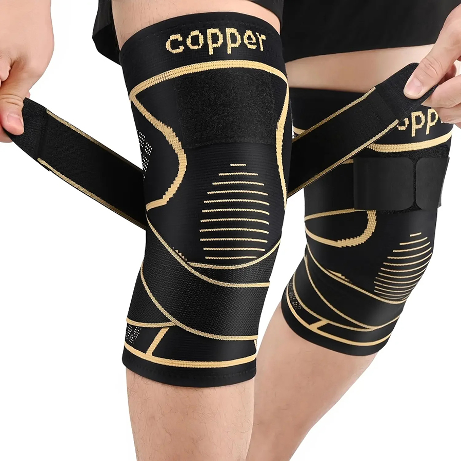 Compression Sleeve Calf - 銅繊維圧縮膝スリーブ通気性膝サポート円形クッションガードバスケットボールサイクリングハイキングフィットネスユニセックス用