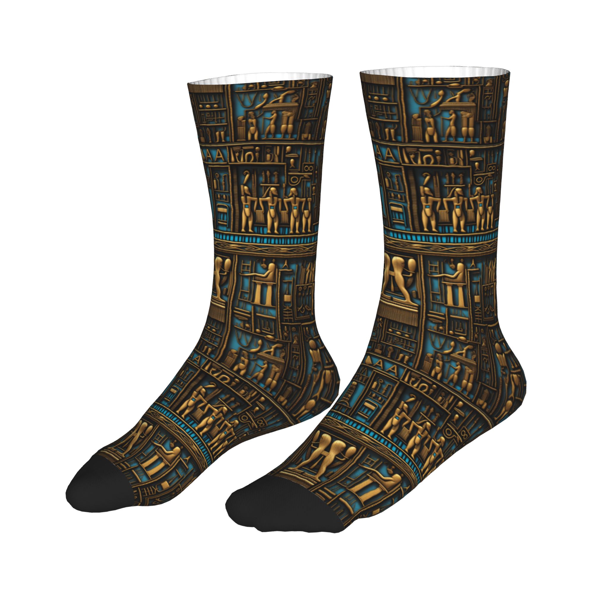 面白いメンズエジプト象形文字アートパターンドレスソックスユニ - Dress Sock Men のレビューと価格