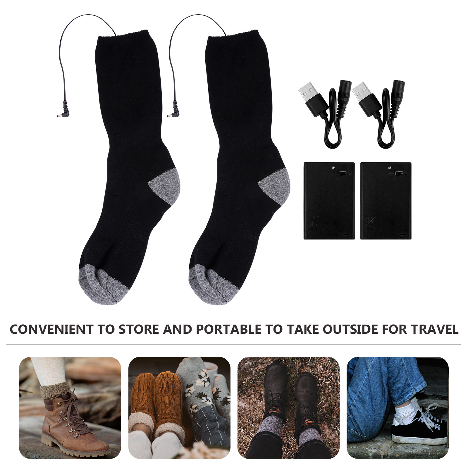 1セット USB加熱ソックス 冬の屋外旅行に最適な足温器サー - Thermal Sock Winter のレビューと価格