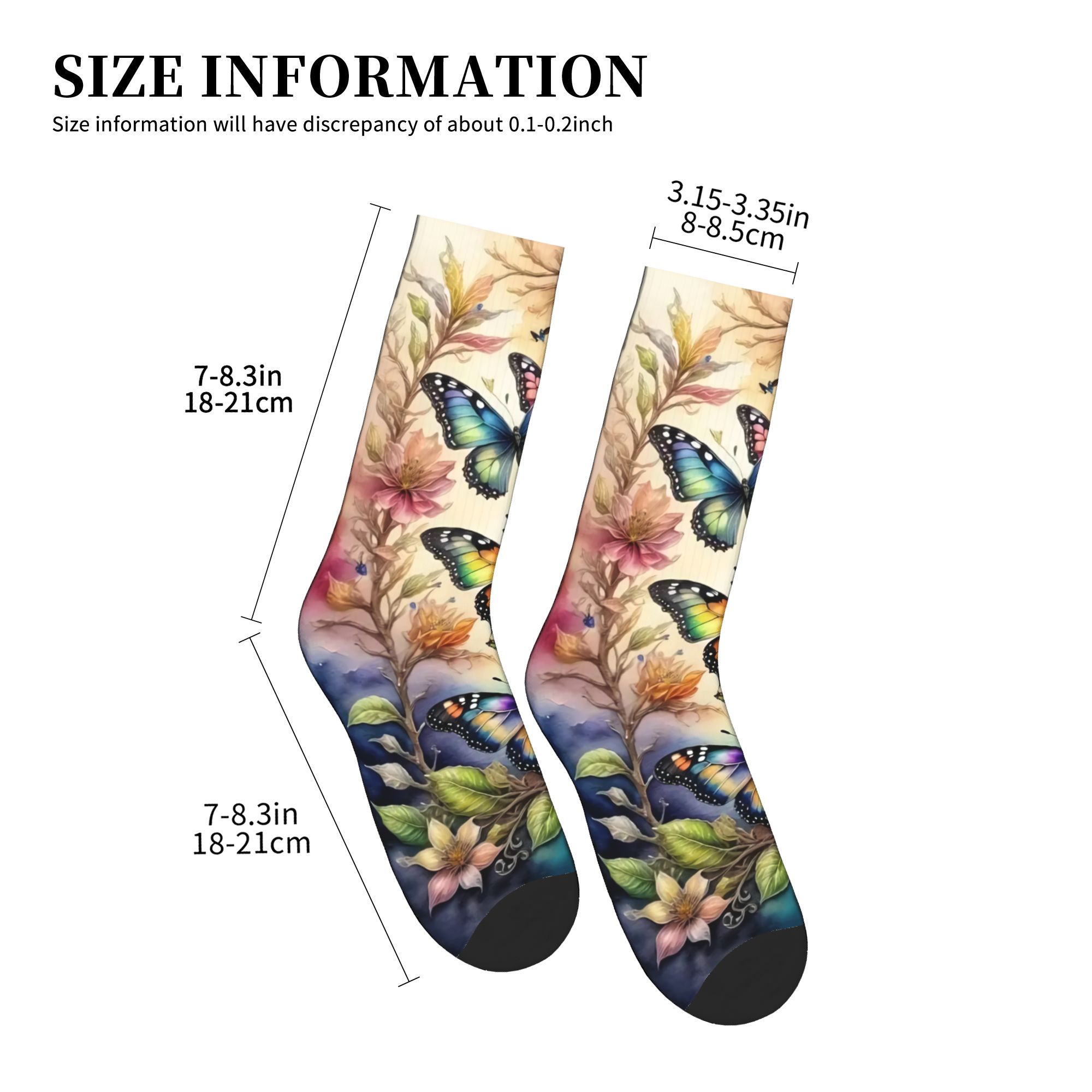 カラフルな蝶と花男性女性クルーソックスユニセックスクール 3 - Dress Sock Men のレビューと価格