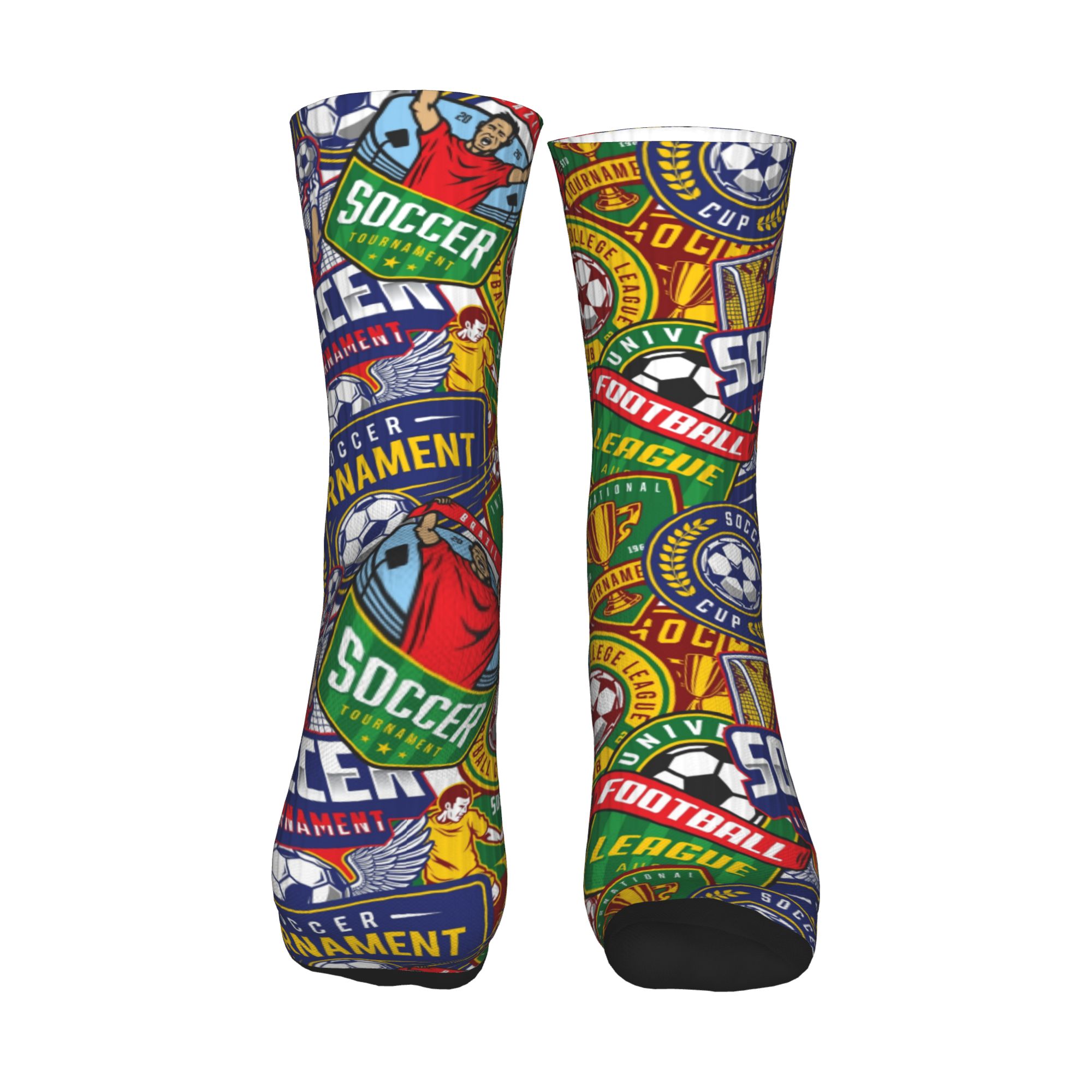 レトロサッカーバッジ緑赤スポーツシームレスプリントドレスソッ - Dress Sock Men のレビューと価格