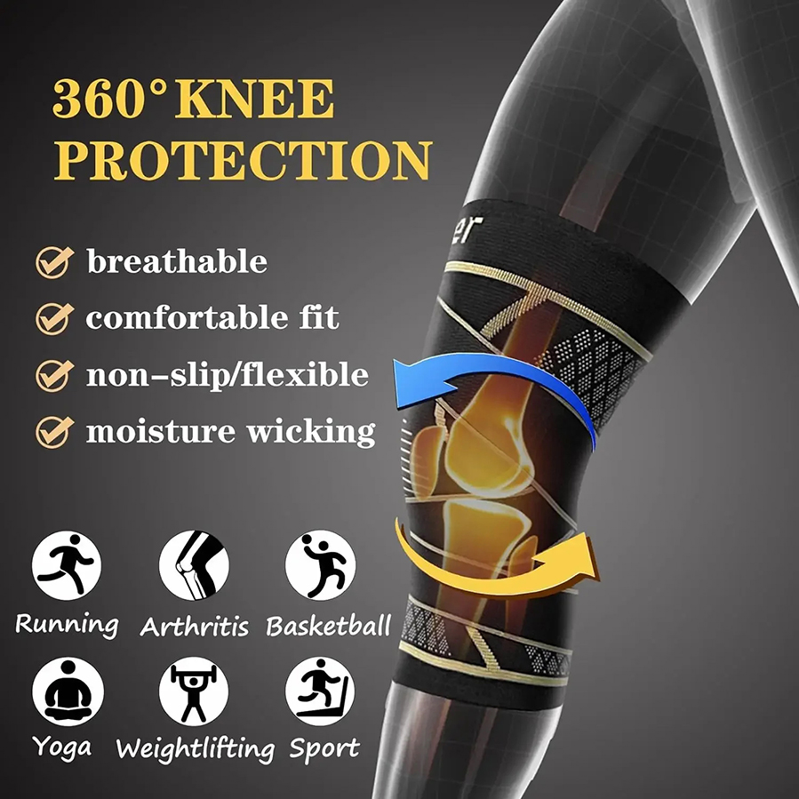 銅繊維圧縮膝スリーブ通気性膝サポート円形クッションガードバス - Compression Sleeve Calf のレビューと価格